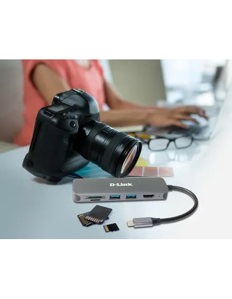 D-Link DUB-2327 base para portátil y replicador de puertos Alámbrico USB Tipo C Gris