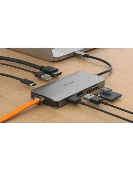D-Link DUB-M810 base para portátil y replicador de puertos Alámbrico USB 3.2 Gen 1 (3.1 Gen 1) Type-C Aluminio