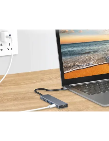 Conceptronic DONN23G base para portátil y replicador de puertos Alámbrico USB 3.2 Gen 1 (3.1 Gen 1) Type-C Gris