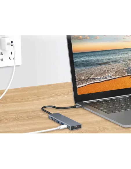 Conceptronic DONN23G base para portátil y replicador de puertos Alámbrico USB 3.2 Gen 1 (3.1 Gen 1) Type-C Gris