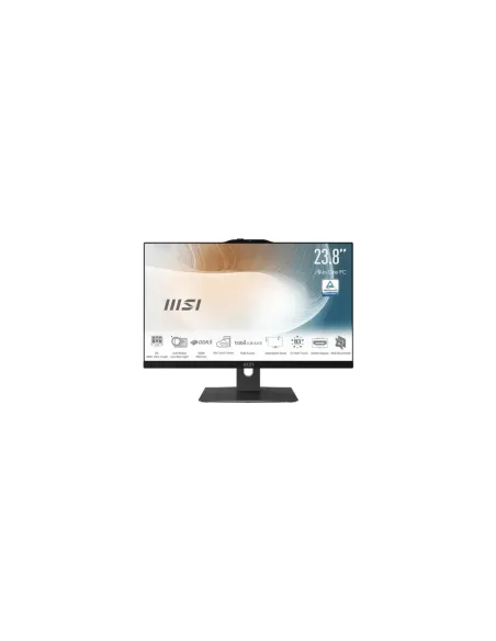 MSI AIO MODERN AM242P 1M-1499ES. 23.8" IPS LED FHD. UMA. SO-DIMM DDR5 16GB (8GB*2). 512GB. W11 HOME. NEGRO
