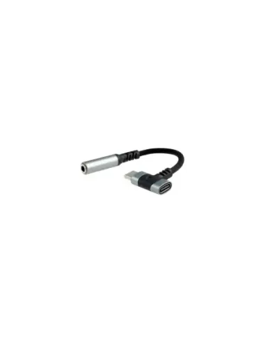 Cable Conversor Audio Nanocable 10.24.1207/ USB Tipo-C Macho - Jack 3.5/ USB Tipo-C Hembra/ 10cm/ Negro