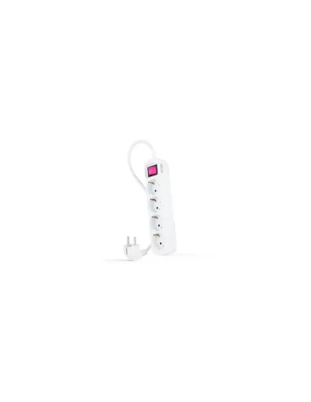 Regleta con Interruptor Nanocable 10.37.0004/ 4 Tomas de Corriente/ Cable 1.4m/ Blanca