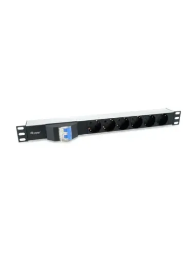 Regleta equip rack 19 pulgadas 1u 6 tomas shucko con cable magnetotermico 1.8m