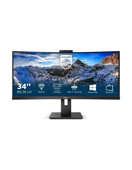 Monitor led 34 pulgadas philips p line 346p1crh - 00 curvo -  va -  dp -  hdmi -  100hz -  4ms -  vesa 100x100 -  webcam