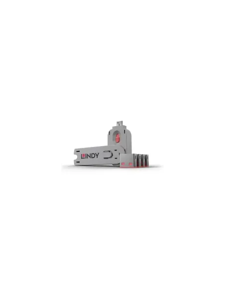 Lindy 40450 bloqueador de puerto Bloqueador de puerto + clave USB tipo A Rosa Acrilonitrilo butadieno estireno (ABS) 5 pieza(s)