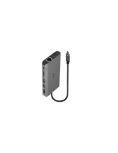 Lindy 43323 base para portátil y replicador de puertos Alámbrico USB 3.2 Gen 1 (3.1 Gen 1) Type-C Negro, Gris