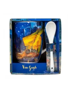 Taza con cuchara enesco terraza de café por la noche van gogh
