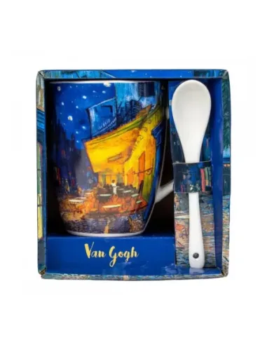 Taza con cuchara enesco terraza de café por la noche van gogh