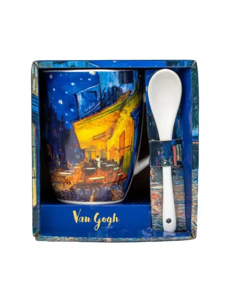Taza con cuchara enesco terraza de café por la noche van gogh