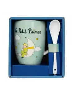 Taza con cuchara enesco el principito en la luna