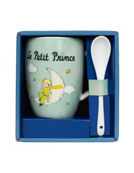 Taza con cuchara enesco el principito en la luna
