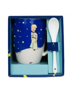 Taza con cuchara enesco el principito bajo el cielo estrellado