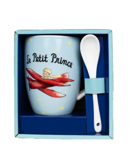 Taza con cuchara enesco el principito en su avión