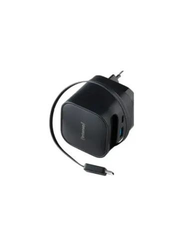 Intenso Cargador GaN W65ACIC retráctil Negro
