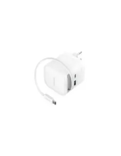 Intenso Cargador GaN W65ACIC retráctil Blanco