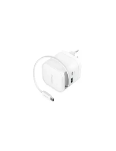 Intenso Cargador GaN W65ACIC retráctil Blanco
