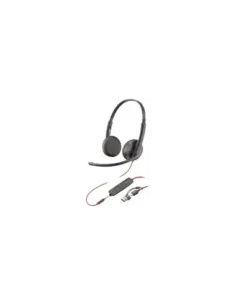 HP Poly Auriculares estéreo Poly Blackwire 3225 USB-C + Conector de 3,5 mm + Adaptador USB-C/A