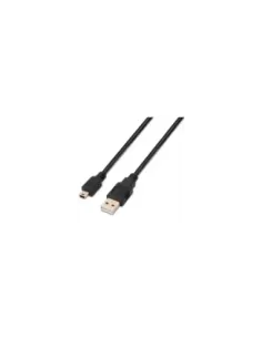 Cable USB 2.0 Aisens A101-0026/ USB Macho - MiniUSB Macho/ Hasta 2.5W/ 60Mbps/ 3m/ Negro