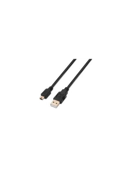 Cable USB 2.0 Aisens A101-0026/ USB Macho - MiniUSB Macho/ Hasta 2.5W/ 60Mbps/ 3m/ Negro