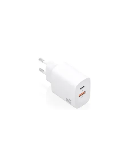 Cargador de Pared GaN Aisens A110-0952/ 1xUSB Tipo-C/ 1xUSB/ 30W/ Blanco