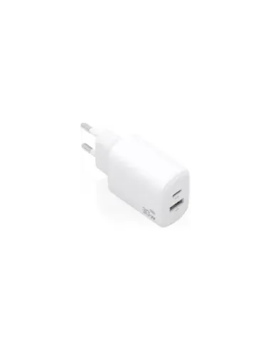 Cargador de Pared GaN Aisens A110-0977/ 1xUSB Tipo-C/ 1xUSB/ 30W/ Blanco
