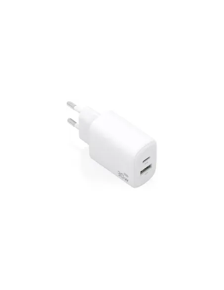 Cargador de Pared GaN Aisens A110-0977/ 1xUSB Tipo-C/ 1xUSB/ 30W/ Blanco