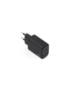 Cargador de Pared GaN Aisens A110-0978/ 1xUSB Tipo-C/ 1xUSB/ 30W/ Negro