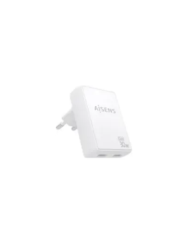 Cargador de Pared GaN Aisens ASCH-30W2P075-W/ 2xUSB Tipo-C/ 30W/ Blanco