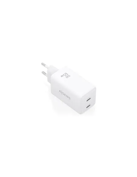 Cargador de Pared GaN Aisens ASCH-65W2P078-W/ 2xUSB Tipo-C/ 65W/ Blanco
