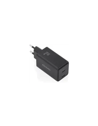Cargador de Pared GaN Aisens ASCH-65W2P079-BK/ 2xUSB Tipo-C/ 65W/ Negro