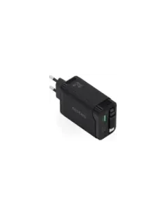 Cargador de Pared GaN Aisens ASCH-65W3P071-BK/ 1xUSB Tipo-C/ 1xUSB/ 65W/ Negro
