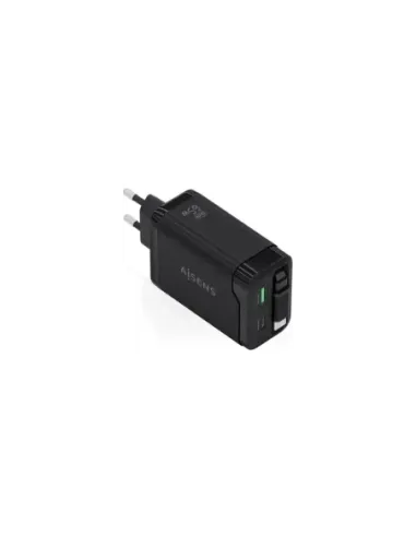 Cargador de Pared GaN Aisens ASCH-65W3P071-BK/ 1xUSB Tipo-C/ 1xUSB/ 65W/ Negro