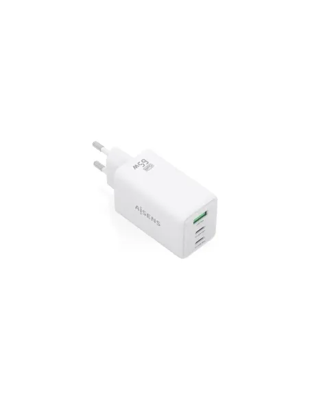 Cargador de Pared GaN Aisens ASCH-65W3P072-W/ 2xUSB Tipo-C/ 1xUSB/ 65W/ Blanco