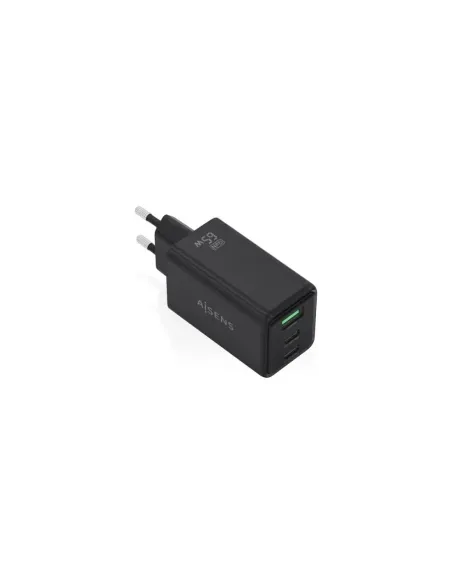 Cargador de Pared GaN Aisens ASCH-65W3P073-BK/ 2xUSB Tipo-C/ 1xUSB/ 65W/ Negro