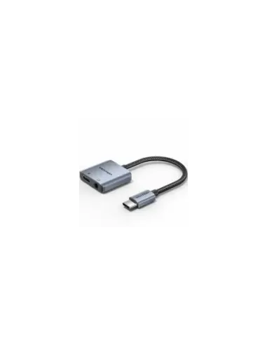 Adaptador Audio Vention BIGHA/ USB Tipo-C Macho - Jack 3.5 Hembra/ USB Tipo-C PD Hembra/ Gris