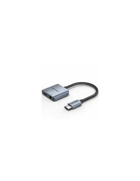 Adaptador Audio Vention BIGHA/ USB Tipo-C Macho - Jack 3.5 Hembra/ USB Tipo-C PD Hembra/ Gris