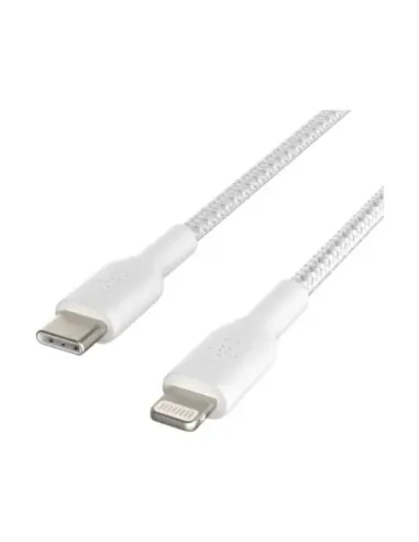 Cable lightning a usb tipo c belkin 2m -  macho - macho -  blanco trenzado