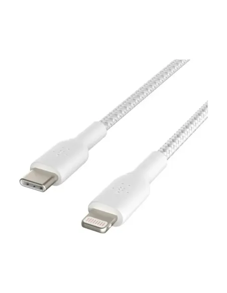 Cable lightning a usb tipo c belkin 2m -  macho - macho -  blanco trenzado