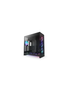 CAJA NZXT H9 FLOW RGB+ (2025) DUAL-CHAMBER MID-TOWER CASE W/ RGB FANS & CONTROLLER - ALL BLACK