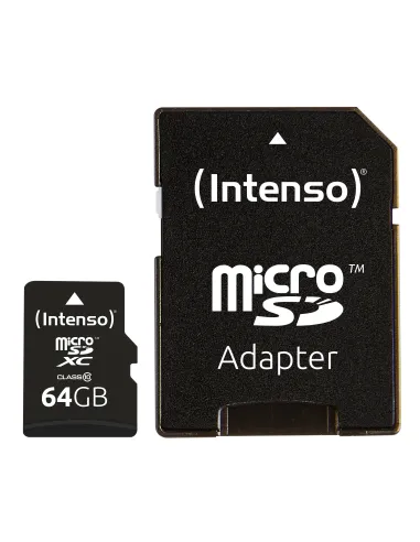 Tarjeta de memoria micro sd intenso 64gb cl10 + adaptador sd