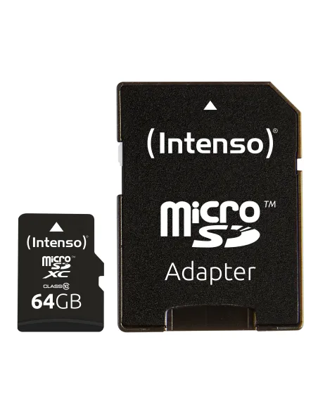 Tarjeta de memoria micro sd intenso 64gb cl10 + adaptador sd