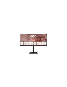 Monitor Profesional Ultrapanorámico Curvo AOC CU34E4CV 34"/ WQHD/ Multimedia/ Regulable en altura/ Negro