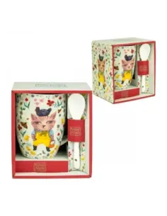 Taza con cuchara enesco el gato campestre