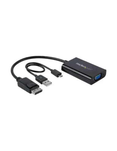 Adaptador displayport a vga startech 0.184m -  macho - hembra -  negro + cable micro usb tipo b a usb tipo a