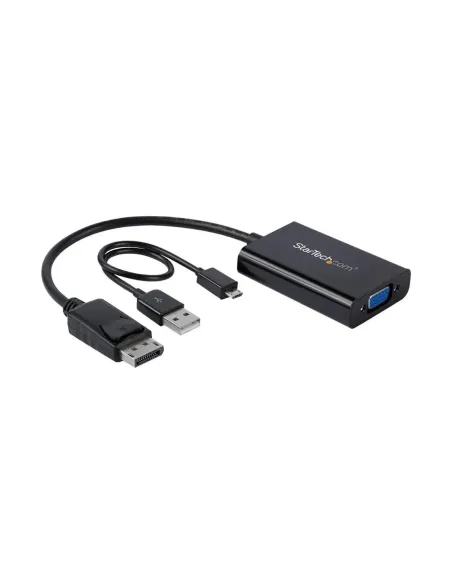 Adaptador displayport a vga startech 0.184m -  macho - hembra -  negro + cable micro usb tipo b a usb tipo a