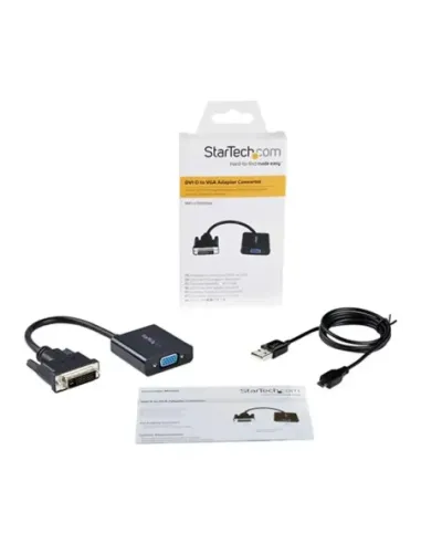 Adaptador dvi - d a vga startech macho - hembra -  negro + cable micro usb tipo b a usb tipo a