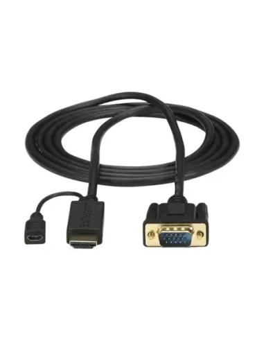 Cable hdmi - micro usb tipo b a vga startech 2m -  macho - hembra - macho -  negro