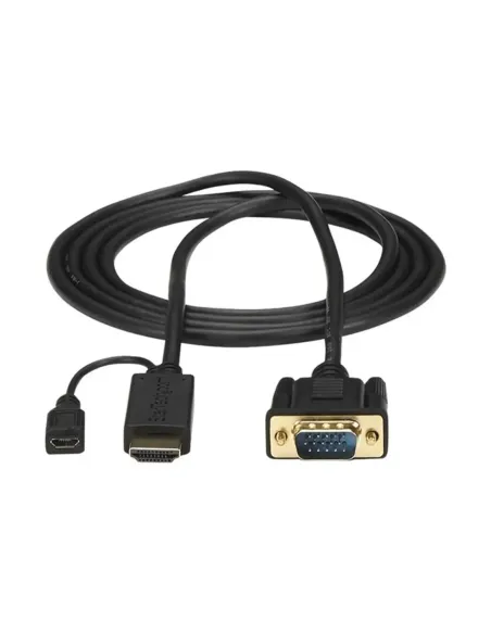 Cable hdmi - micro usb tipo b a vga startech 2m -  macho - hembra - macho -  negro