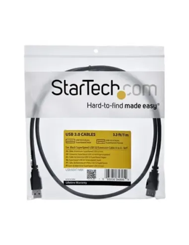 Cable usb 3.0 startech 1m -  macho - hembra -  negro